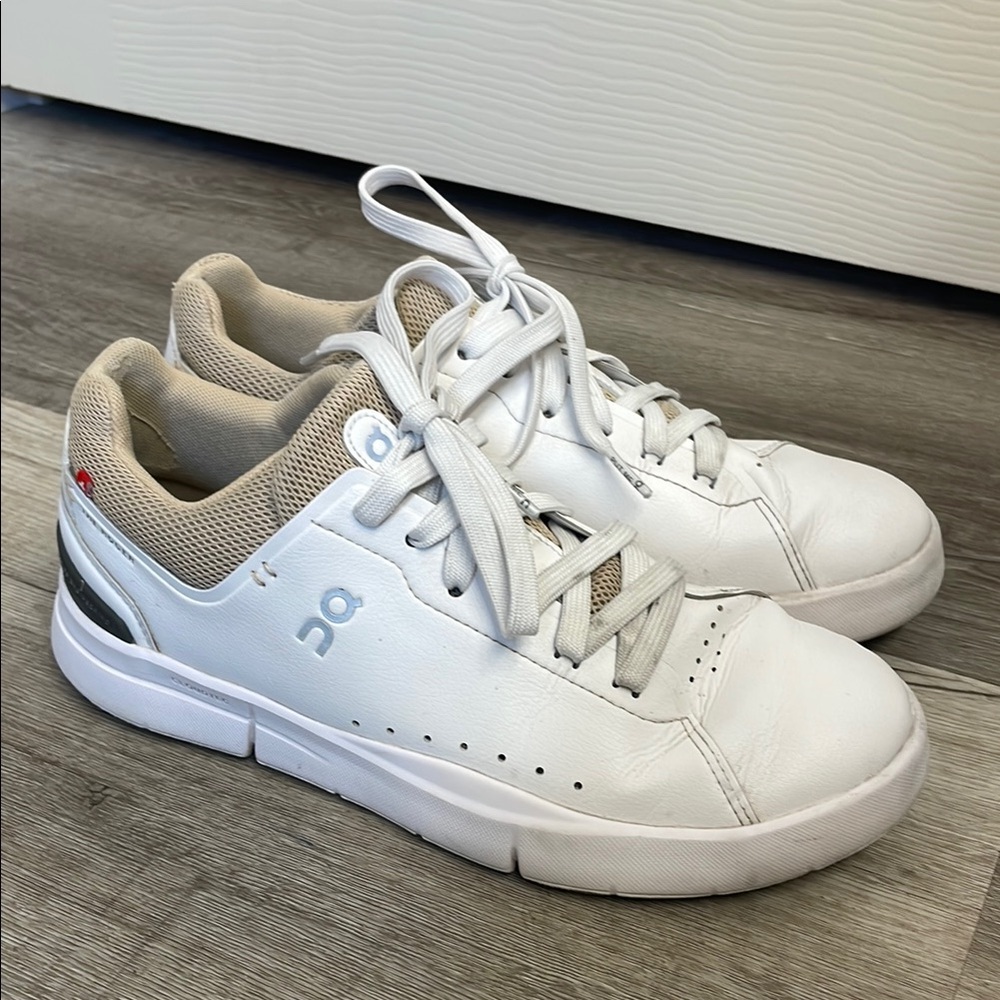 On Running White and Cream Sneakers